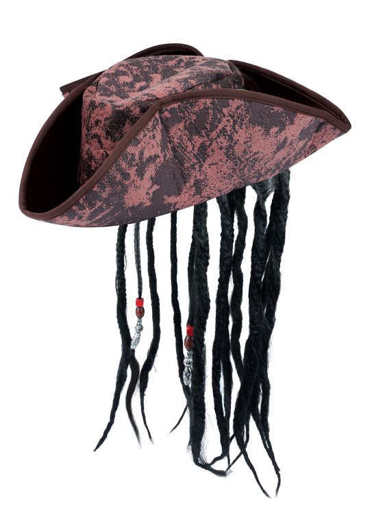 Adult's Deluxe Brown Pirate Hat with Hair