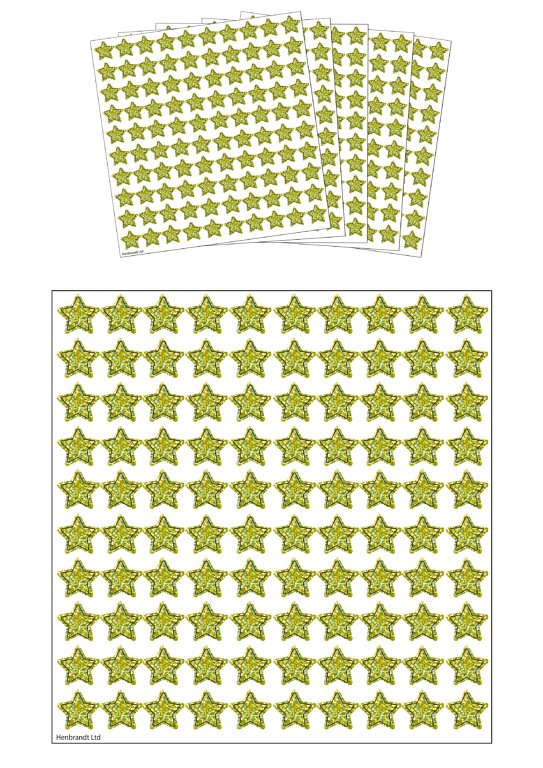 Gold Holographic Star Stickers â€“Â 100pcs per sheet
