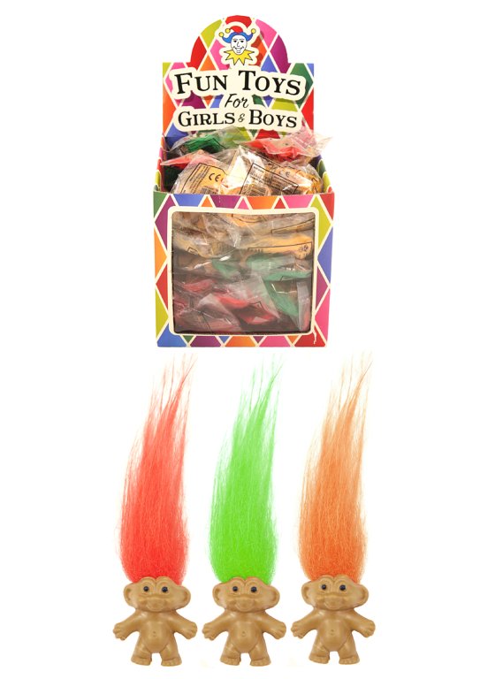 Troll with Hair (3.5cm) 3 Assorted Colours