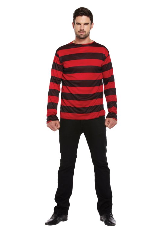 Red/Black Striped Top (One Size) Adult Fancy Dress