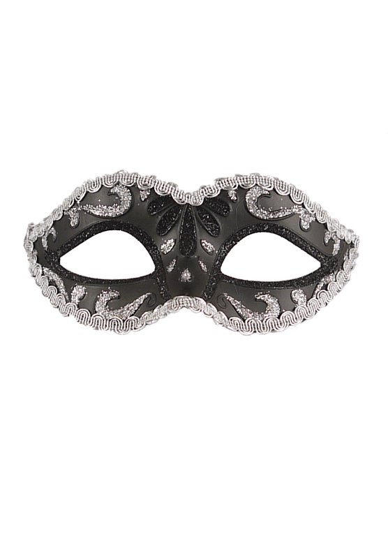 Black Eye Mask with Silver Trim