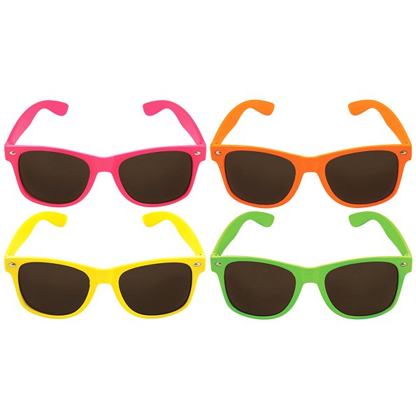 Neon Glasses with Dark Lenses (Adult) 4 Assorted Colours