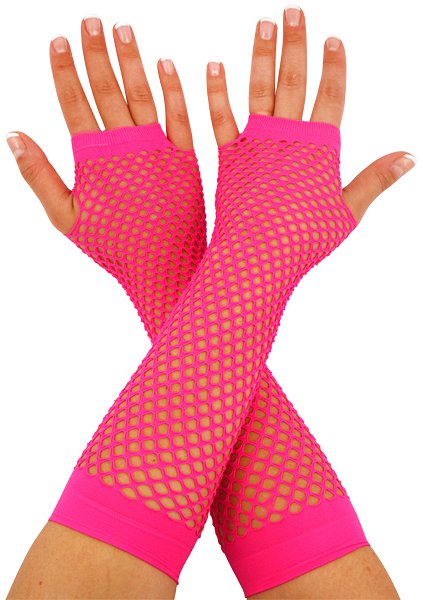 Neon Pink Fishnet Gloves