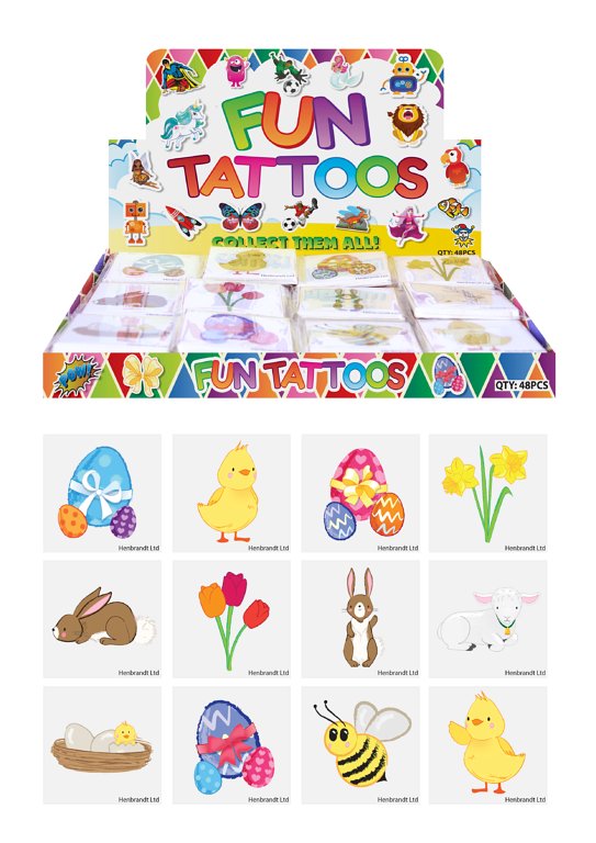 Mini Easter Temporary Tattoos (4cm) 12 Piece Packs