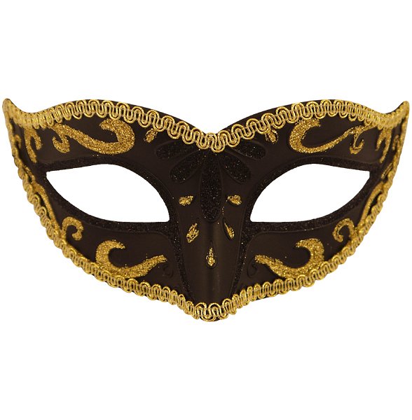 Black Eye Mask with Gold Trim