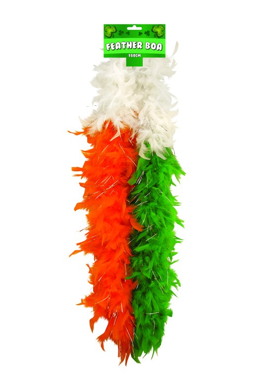 Irish Tricolour Feather Boa with Tinsel (150cm)