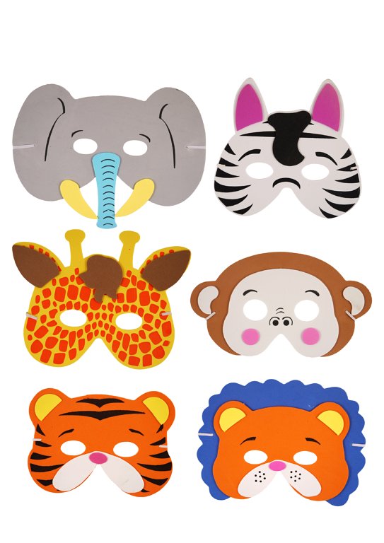 EVA Jungle Animal Masks (6 Assorted Designs)