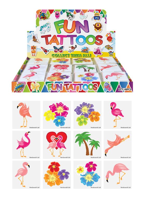 Mini Flamingo Temporary Tattoos (4cm) 12 Piece Packs