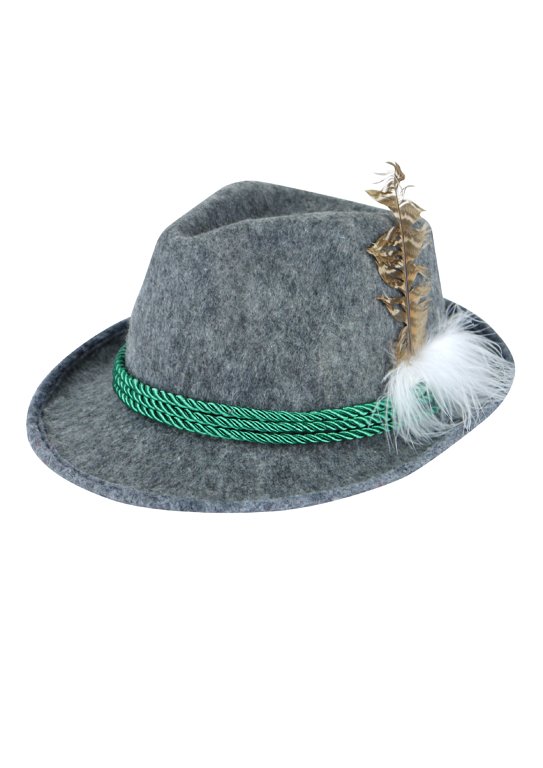 Oktoberfest Hat with Feather and Green Cord (Adult)