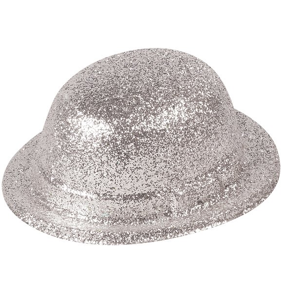 Silver Glitter Bowler Hat (Adult)