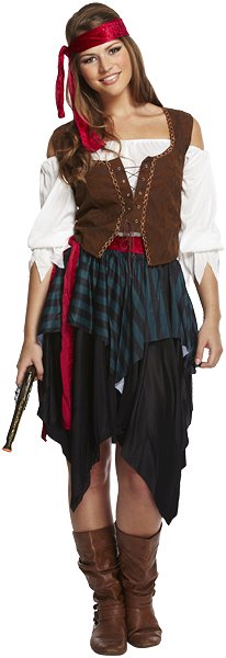 Lady Caribbean Pirate (One Size) Adult Fancy Dress Costume