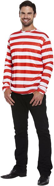 Red/White Striped Top (One Size) Adult Fancy Dress