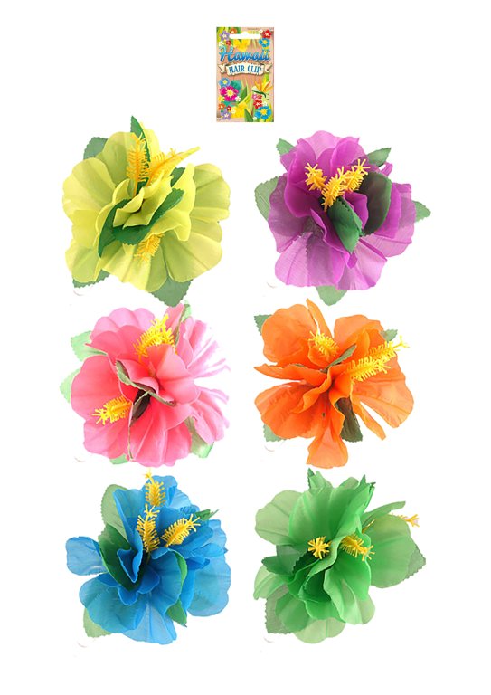 Hibiscus Flower Hair Clips (6 Assorted Neon Colours)