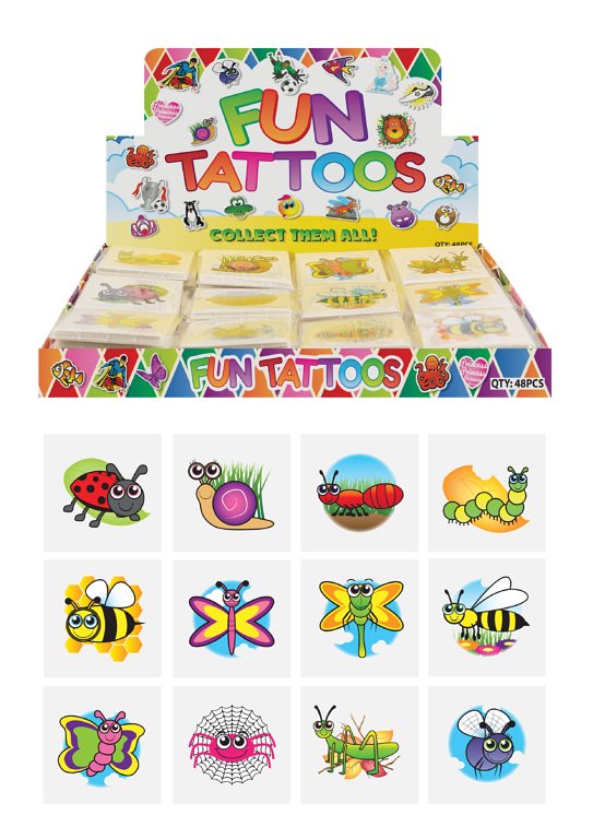 Mini Insect Temporary Tattoos (4cm) 12 Piece Packs
