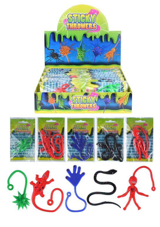 Sticky Throwing Toys (15-28cm) 5 Assorted Designs / 4 Assorted Colours