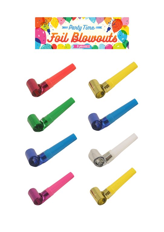 Foil Party Blowouts (4cm) 6 Assorted Colours
