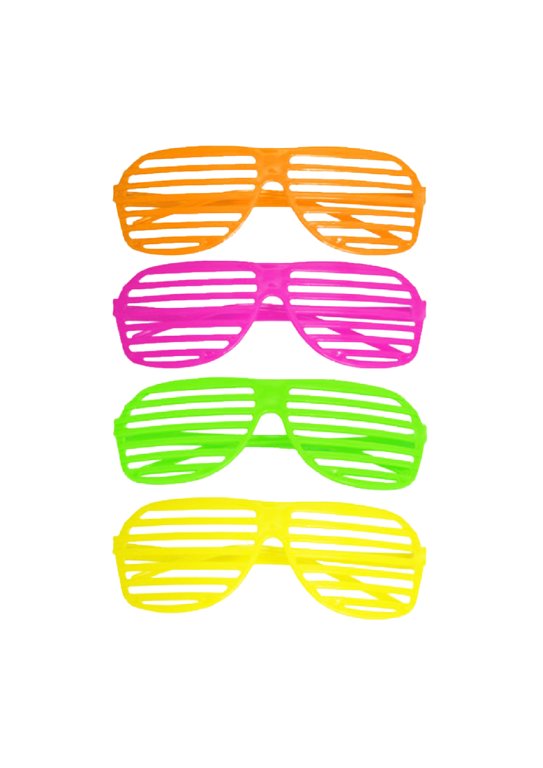 Shutter Neon Glasses (Adult) 4 Asstd Colours