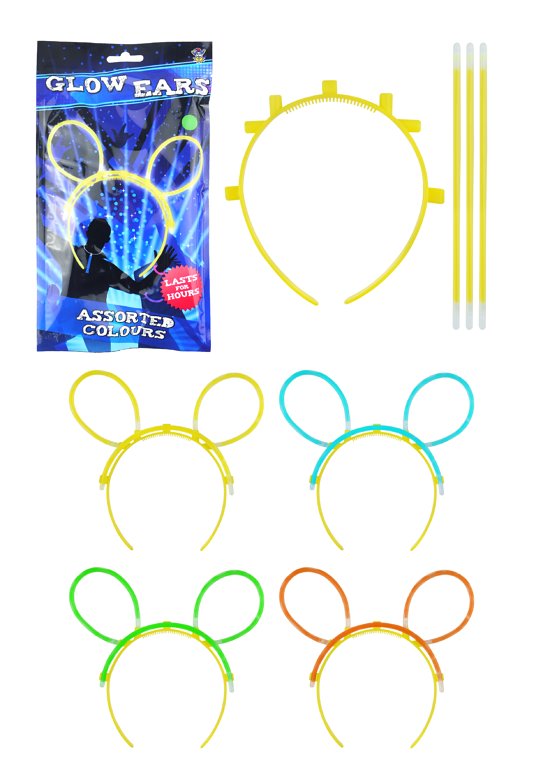 Glow Headband with Ears 4 Piece Set (Assorted Colours)