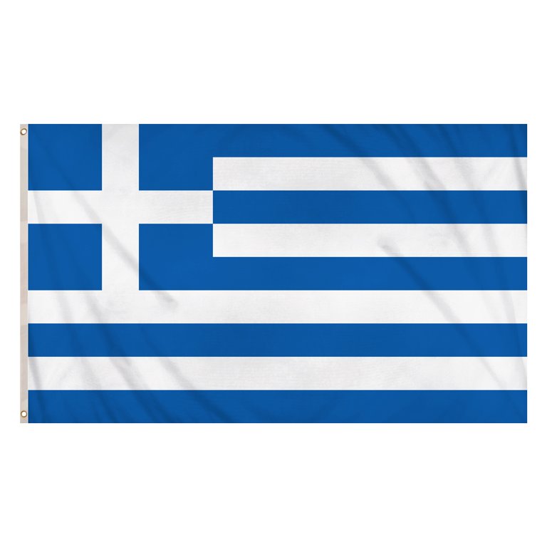 Greece Flag (5ft x 3ft) Polyester, double stitched seam, metal eyelets