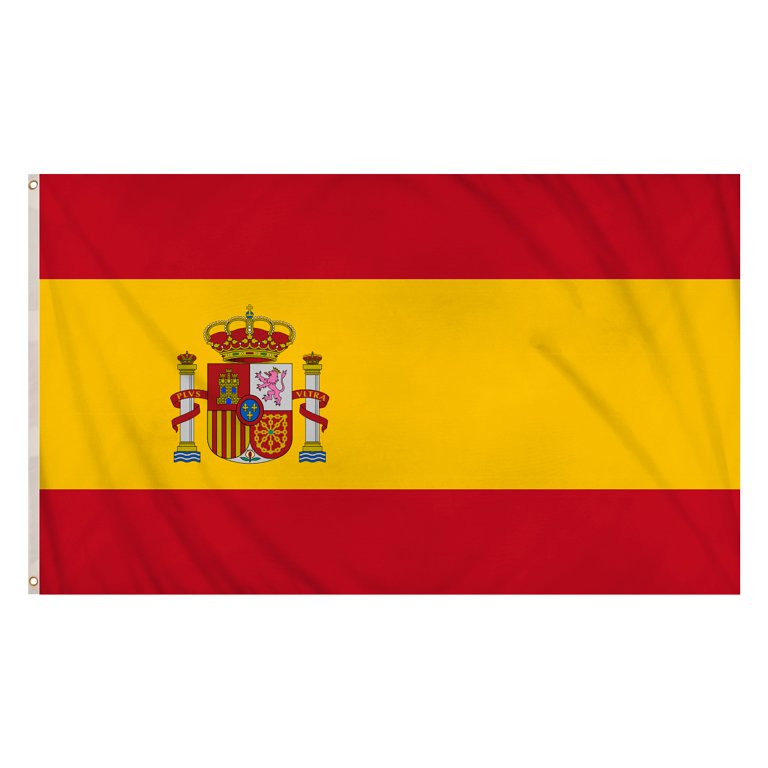 Spain Flag (5ft x 3ft) Polyester, double stitched seam, metal eyelets