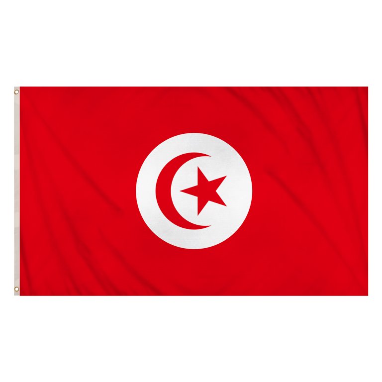 Tunisia Flag (5ft x 3ft) Polyester, double stitched seam, metal eyelets