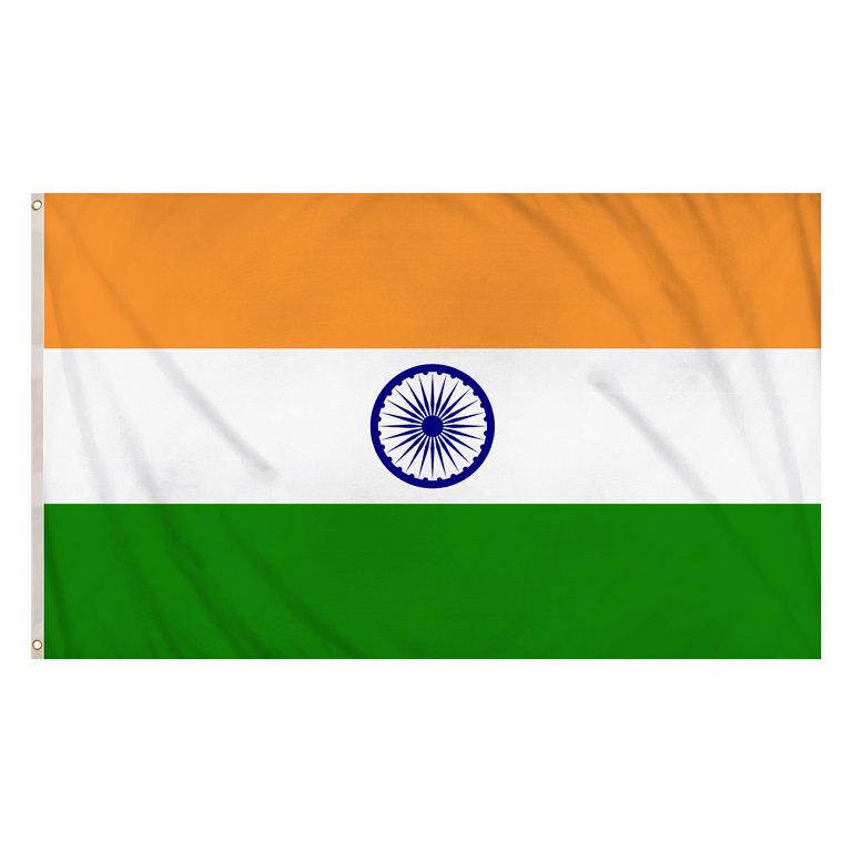 India Flag (5ft x 3ft) Polyester, double stitched seam, metal eyelets