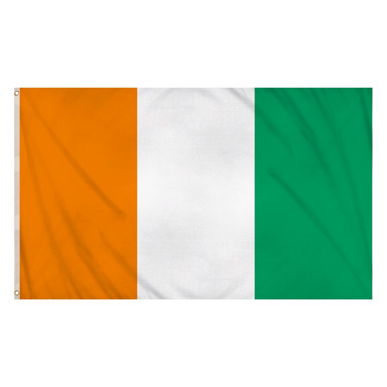 Ivory Coast Flag (5ft x 3ft) Polyester, double stitched seam, metal eyelets