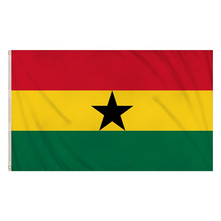 Ghana Flag (5ft x 3ft) Polyester, double stitched seam, metal eyelets