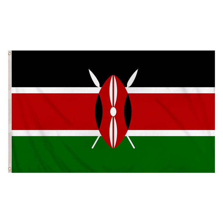 Kenya Flag (5ft x 3ft) Polyester, double stitched seam, metal eyelets