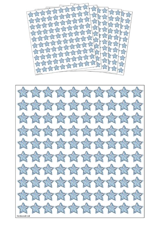 Silver Holographic Star Stickers â€“Â 100pcs per sheet