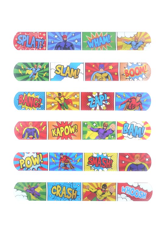 Superhero Snap Bracelets with Print (6 Assorted Designs)