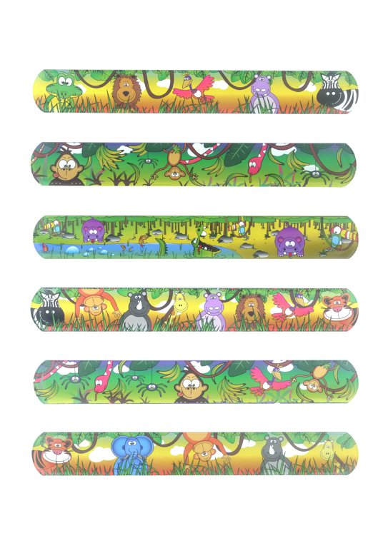 Jungle Snap Bracelets with Print (6 Assorted Designs)