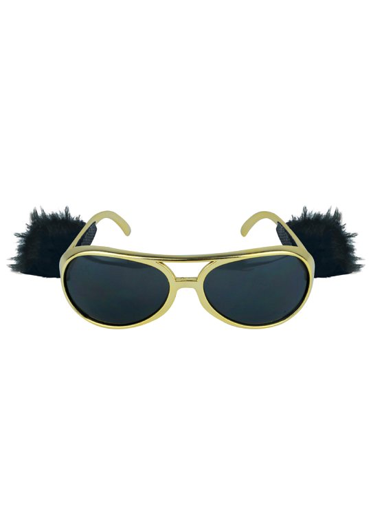 Gold Frame Rock 'N' Roll Glasses with Sideburns (Adult)