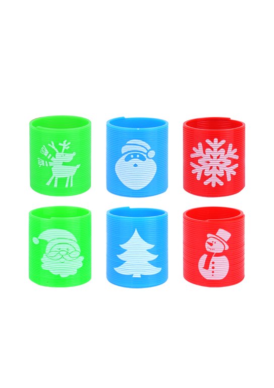 Christmas Mini Springs (3.5cm) 6 Designs, 3 Assorted Colours