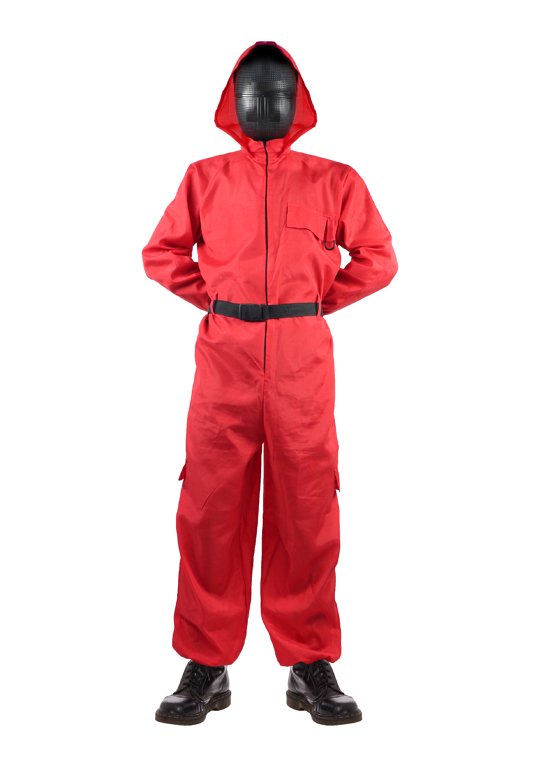 Red Game Guard Jumpsuit Overalls (One Size) Adult Fancy Dress Costume