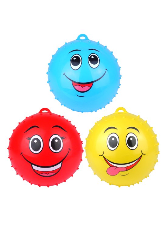 Spikey Bounce Balls with Hooks and Smiling Faces (23cm) 4 Assorted Designs