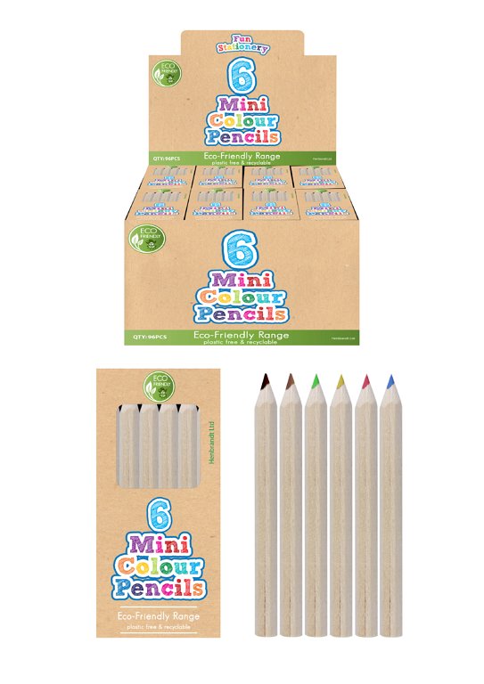 Eco-Friendly Mini Colouring Pencils (6pcs) 6 Assorted Colours