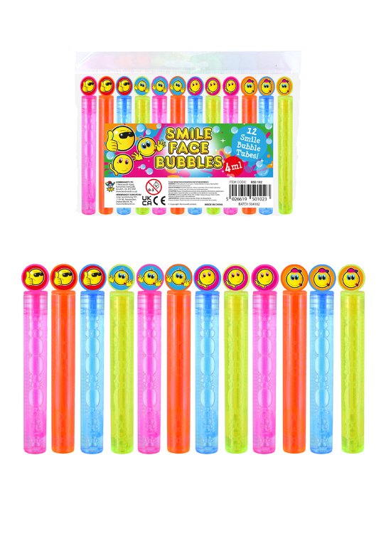 Yellow Smile Mini Party Bubble Tubes (4ml) 4 Assorted Colours