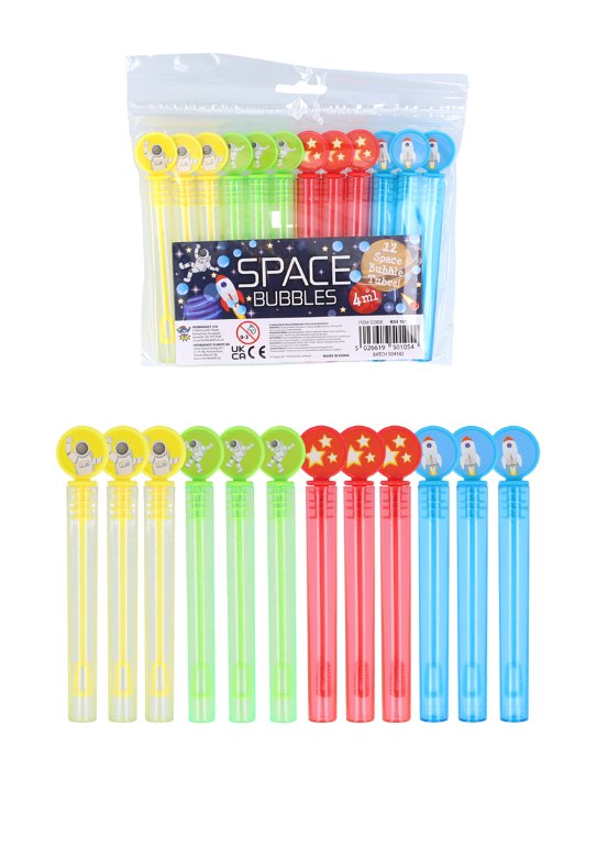 Space Mini Party Bubble Tubes (4ml) 4 Assorted Colours