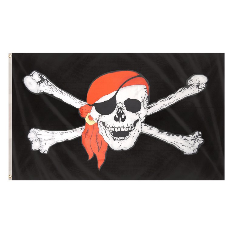 Jolly Roger with Scarf Pirate Flag (5ft x 3ft) Polyester, double stitched seam, metal eyelets