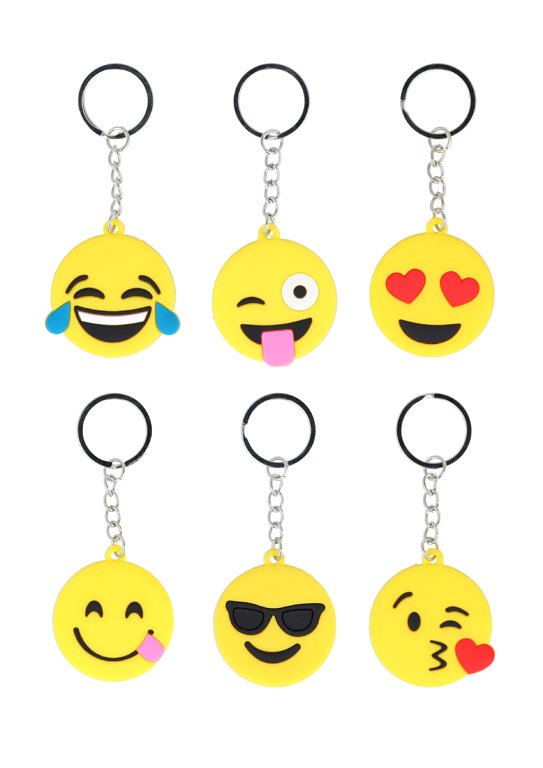 Yellow Smile Face Keychains (5cm) 6 Assorted Designs