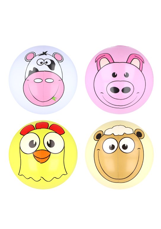 Inflatable Beach Ball with Farm Faces (30cm) 4 Assorted Designs