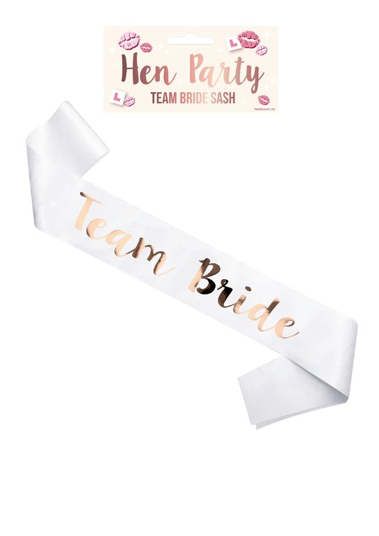 Team Bride Hen Party Sash (White with Rose Gold Text)