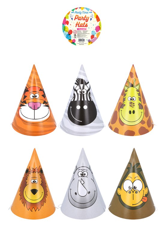 DIY Jungle Party Cone Hat 6-Pack (16.5cm)