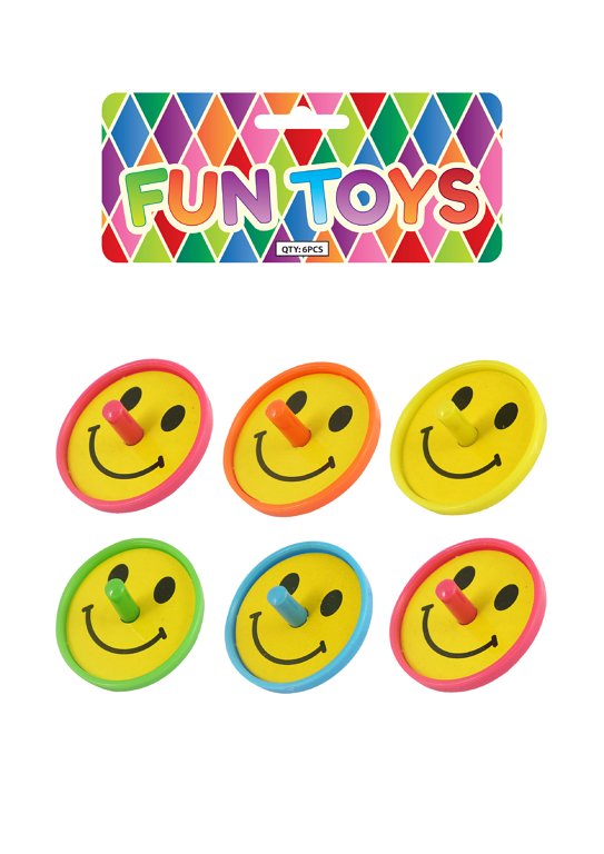 Smile Spinning Tops (4cm) 5 Assorted Colours