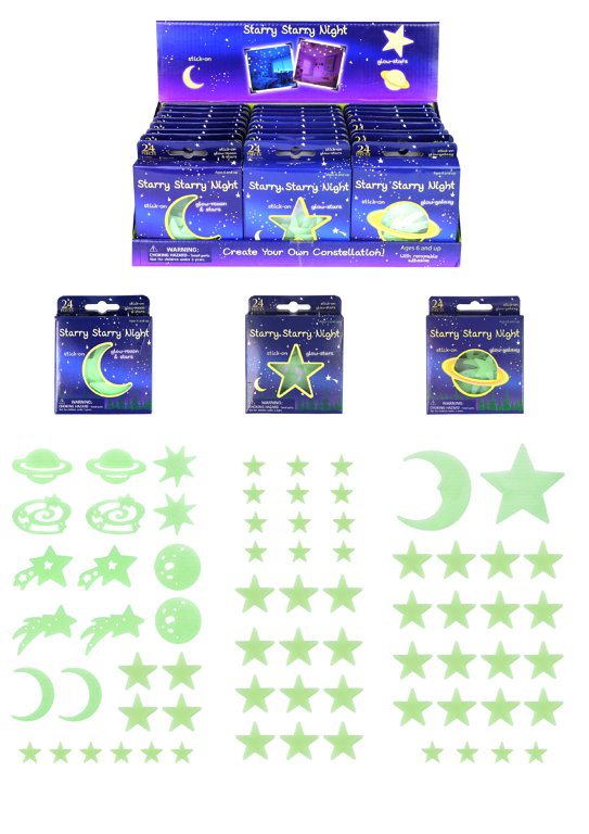 Glow in the Dark Stars (3 Assorted Sizes) 24 Piece Boxes