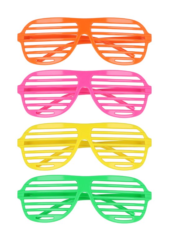 Shutter Neon Glasses (Adult) 4 Asstd Colours