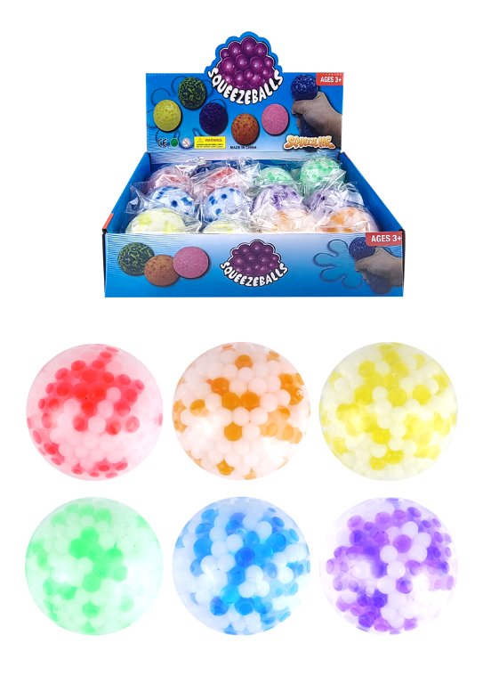 Two-Tone Squeeze Ball with Beads (7cm) 6 Assorted Colours