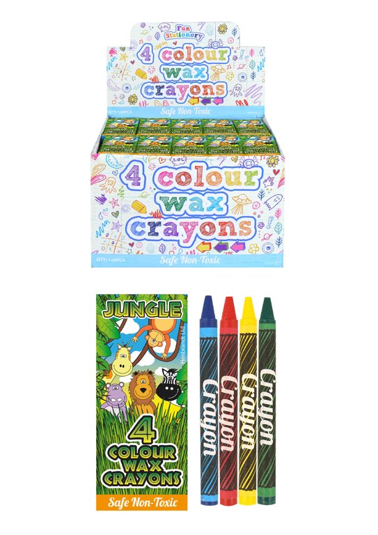 Jungle Animal Wax Crayon Packs (8cm) 4pcs