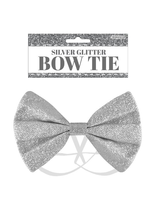Silver Glitter Bow Tie (12x7cm)